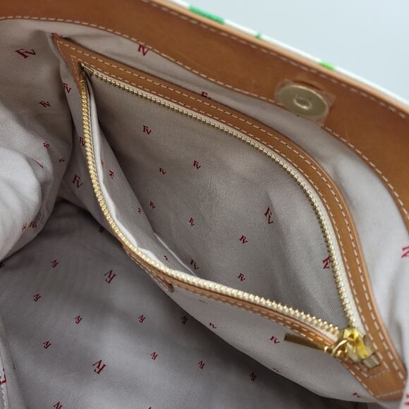 Frances Valentine Tulip Canvas Tote Bag Leather Trim Handle & Shoulder Strap - Picture 11 of 16